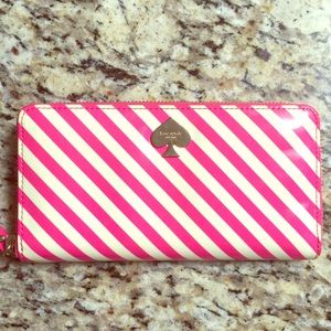 Pink White Stripe Kate Spade Wallet ♠️